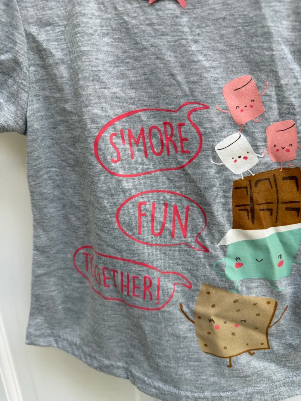 Carter's 4T Girls Gray Short Sleeve Tee Shirt Top Blouse S'more Fun Together'